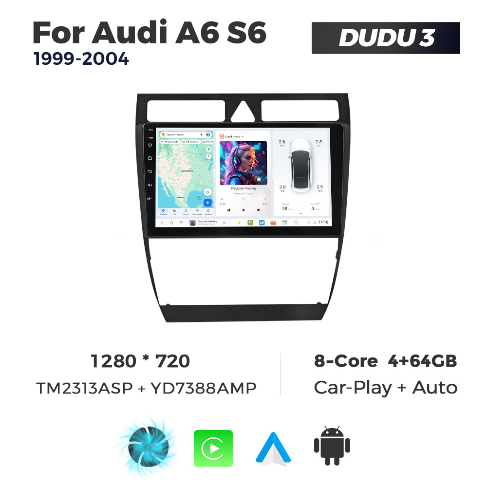 Navigatie Dedicata Audi A6 S6 1999-2004 DUDU3 9" 4GB RAM, 64GB ROM, Octacore, Ecran HD, CarPlay&AndroidAuto, Android - imagine 1