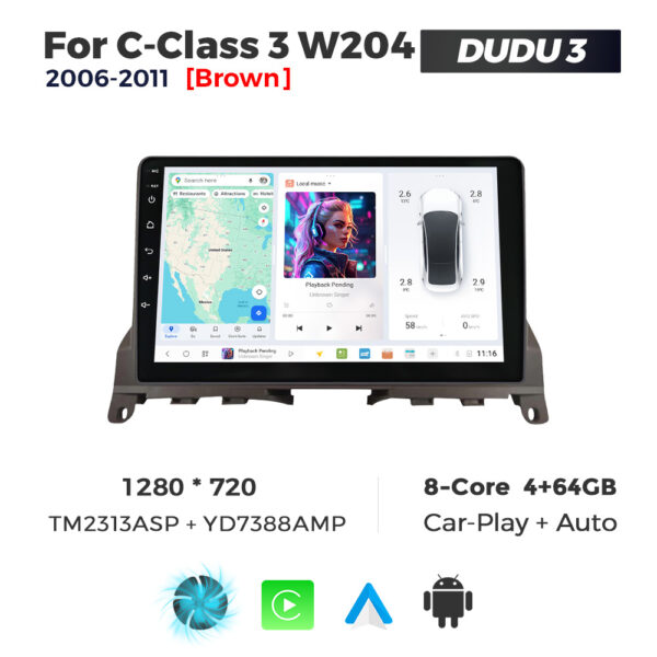 Navigatie Dedicata Benz C-Class 3 W204 2006-2011 DUDU3 9" 4GB RAM, 64GB ROM, Octacore, Ecran HD, CarPlay&AndroidAuto, Android