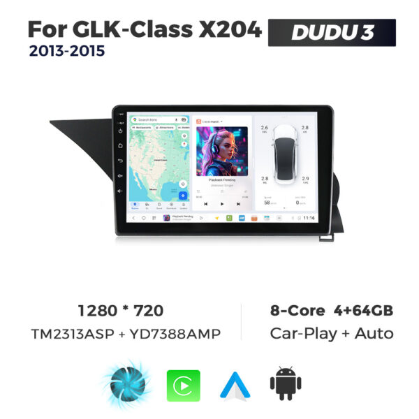 Navigatie Dedicata Benz GLK-Class X204 2013-2015(NTG 4.5) DUDU3 9" 4GB RAM, 64GB ROM, Octacore, Ecran HD, CarPlay&AndroidAuto, Android