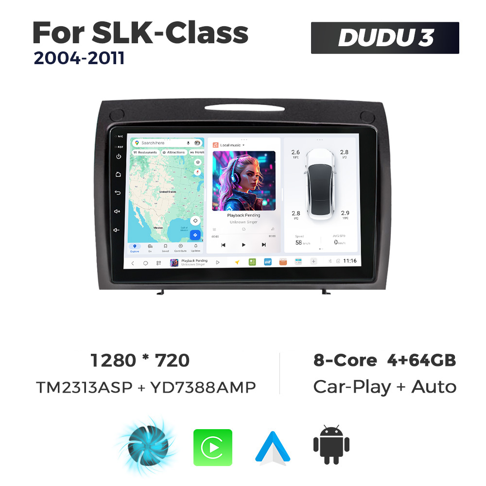 Navigatie Dedicata Benz SLK-Class 2004-2011 DUDU3 9" 4GB RAM, 64GB ROM, Octacore, Ecran HD, CarPlay&AndroidAuto, Android - imagine 1