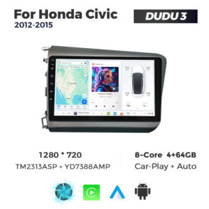 Navigatie Dedicata Honda Civic 2012-2015 DUDU3 9" 4GB RAM, 64GB ROM, Octacore, Ecran HD, CarPlay&AndroidAuto, Android - imagine 1