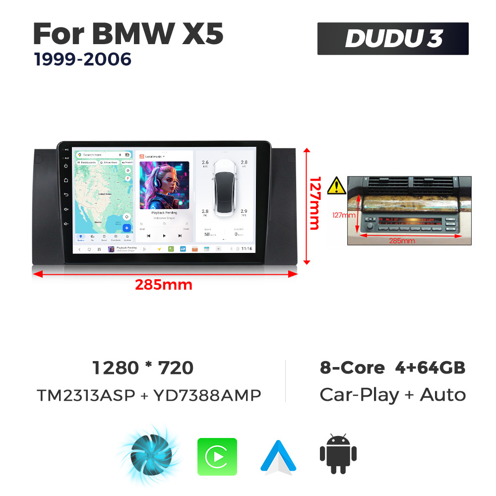 Navigatie Dedicata BMW E39 1999-2006 DUDU3 9" 4GB RAM, 64GB ROM, Octacore, Ecran HD, CarPlay&AndroidAuto, Android - imagine 1