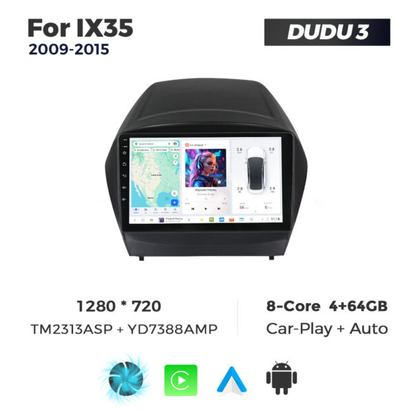 Navigatie Dedicata Hyundai IX35 2009-2015 DUDU3 9" 4GB RAM, 64GB ROM, Octacore, Ecran HD, CarPlay&AndroidAuto, Android