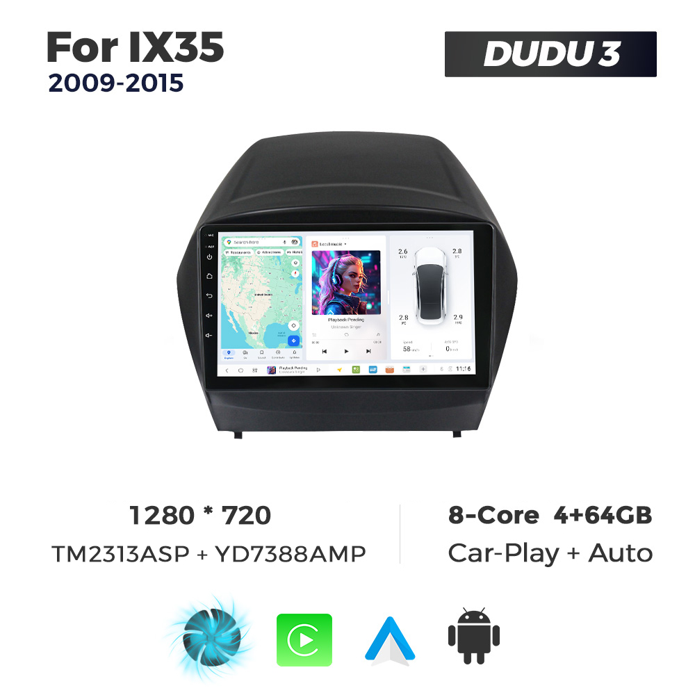 Navigatie Dedicata Hyundai IX35 2009-2015 DUDU3 9" 4GB RAM, 64GB ROM, Octacore, Ecran HD, CarPlay&AndroidAuto, Android - imagine 1