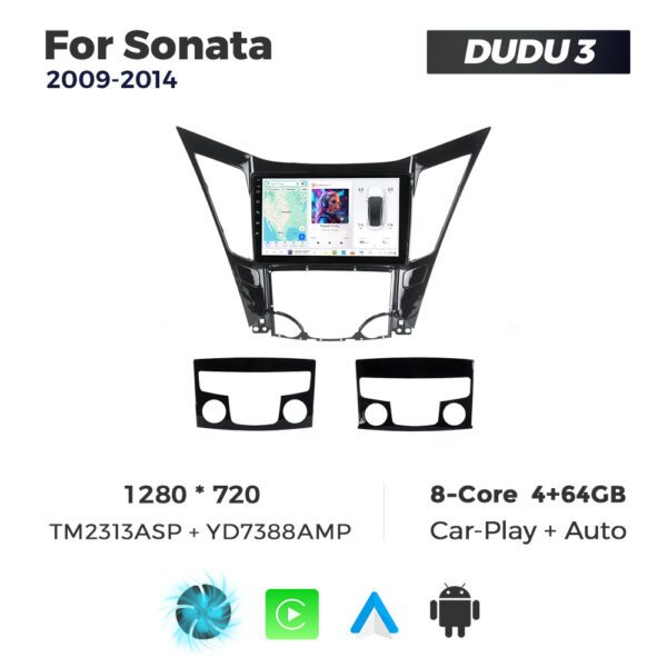 Navigatie Dedicata Hyundai Sonata 2009-2014 DUDU3 9" 4GB RAM, 64GB ROM, Octacore, Ecran HD, CarPlay&AndroidAuto, Android