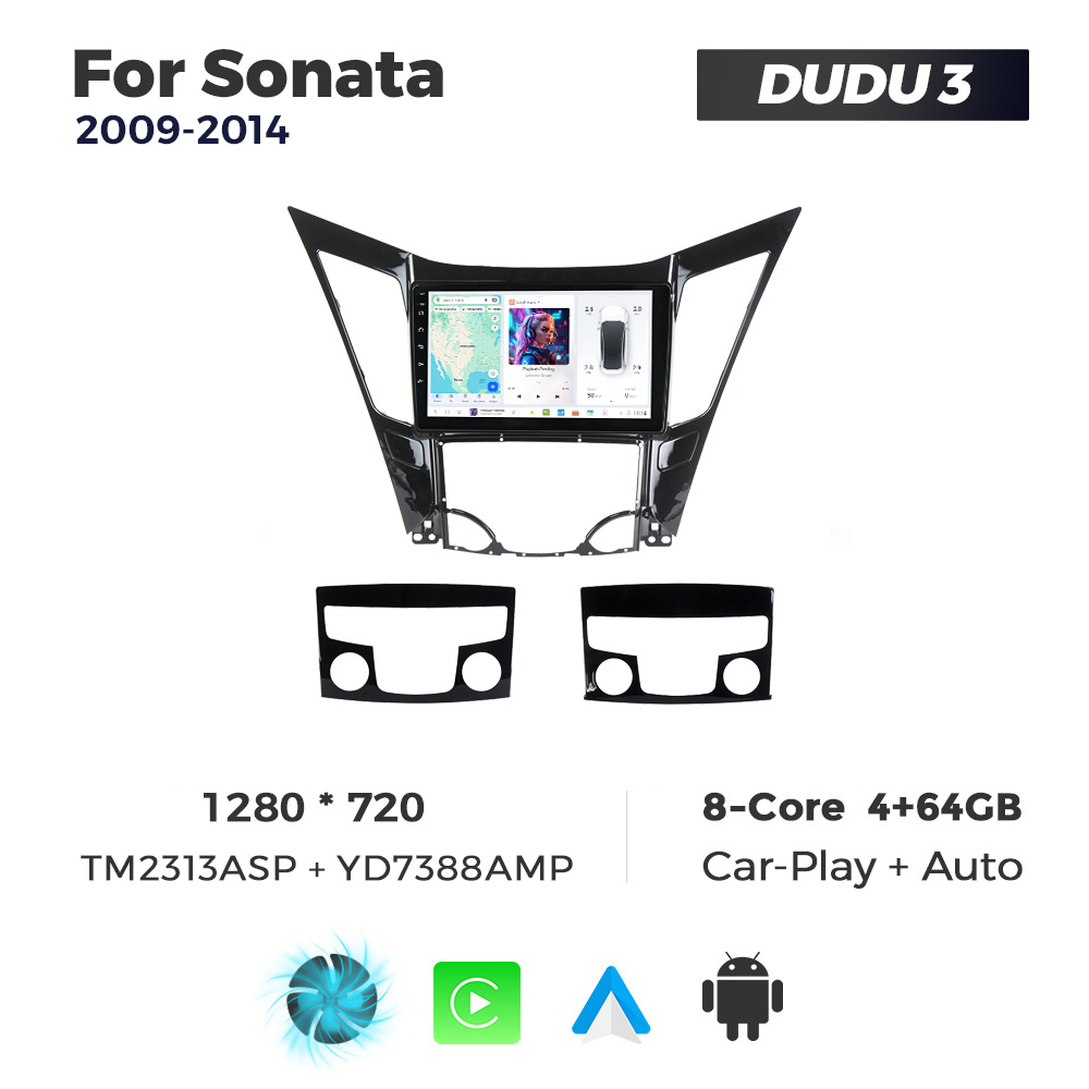 Navigatie Dedicata Hyundai Sonata 2009-2014 DUDU3 9" 4GB RAM, 64GB ROM, Octacore, Ecran HD, CarPlay&AndroidAuto, Android - imagine 1