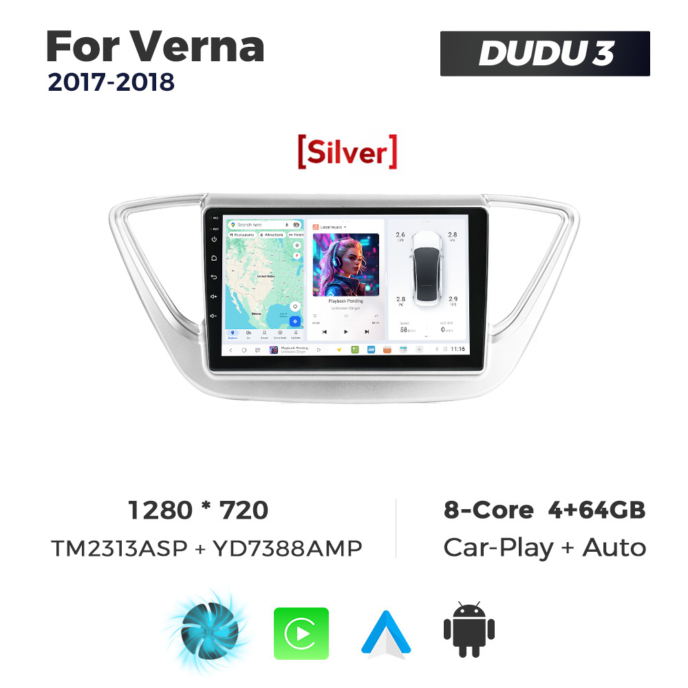 Navigatie Dedicata Hyundai Verna 2017-2018 DUDU3 9" 4GB RAM, 64GB ROM, Octacore, Ecran HD, CarPlay&AndroidAuto, Android - imagine 1