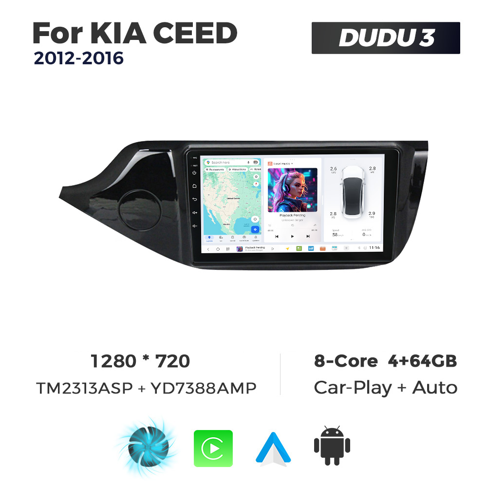 Navigatie Dedicata Kia Ceed 2012-2016 DUDU3 9" 4GB RAM, 64GB ROM, Octacore, Ecran HD, CarPlay&AndroidAuto, Android - imagine 1
