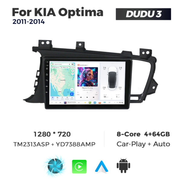 Navigatie Dedicata Kia Optima 2011-2014 DUDU3 9" 4GB RAM, 64GB ROM, Octacore, Ecran HD, CarPlay&AndroidAuto, Android