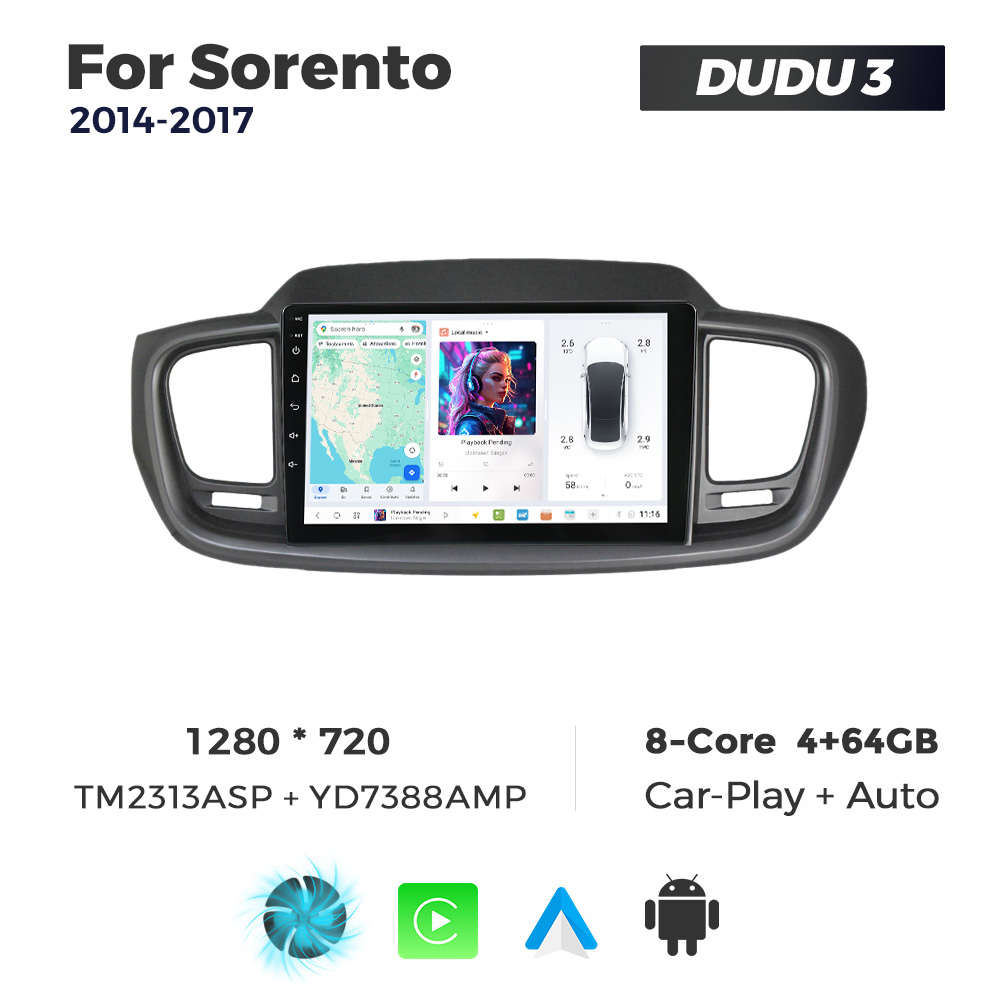 Navigatie Dedicata Kia Sorento 2014-2017 DUDU3 9" 4GB RAM, 64GB ROM, Octacore, Ecran HD, CarPlay&AndroidAuto, Android - imagine 1