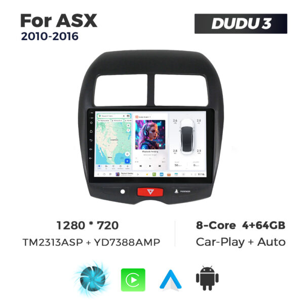 Navigatie Dedicata Mitsubishi ASX 2010-2016 DUDU3 9" 4GB RAM, 64GB ROM, Octacore, Ecran HD, CarPlay&AndroidAuto, Android
