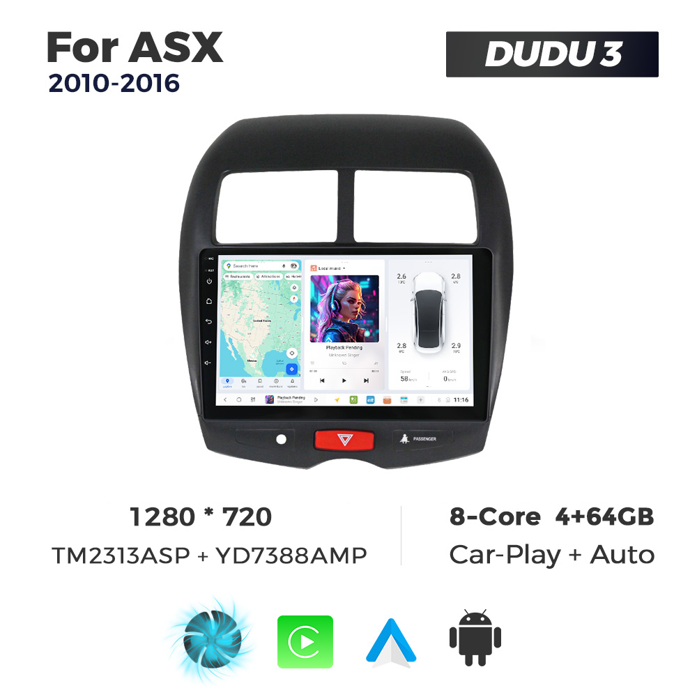 Navigatie Dedicata Mitsubishi ASX 2010-2016 DUDU3 9" 4GB RAM, 64GB ROM, Octacore, Ecran HD, CarPlay&AndroidAuto, Android - imagine 1