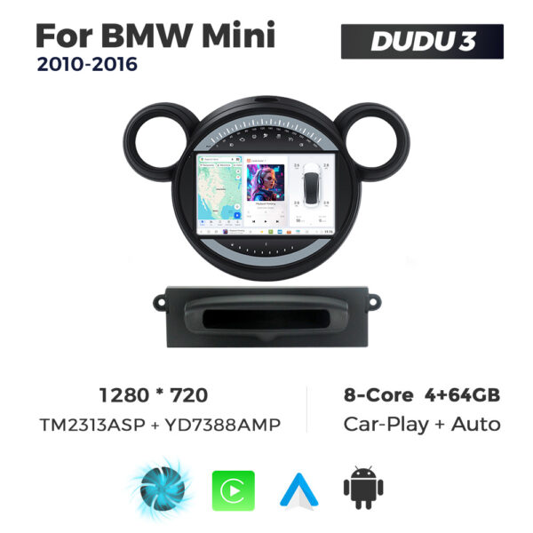 Navigatie Dedicata BMW MINI 2010-2016 DUDU3 9" 4GB RAM, 64GB ROM, Octacore, Ecran HD, CarPlay&AndroidAuto, Android