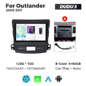 Navigatie Dedicata Mitsubishi Outlander 2005-2011 DUDU3 9" 4GB RAM, 64GB ROM, Octacore, Ecran HD, CarPlay&AndroidAuto, Android - imagine 1