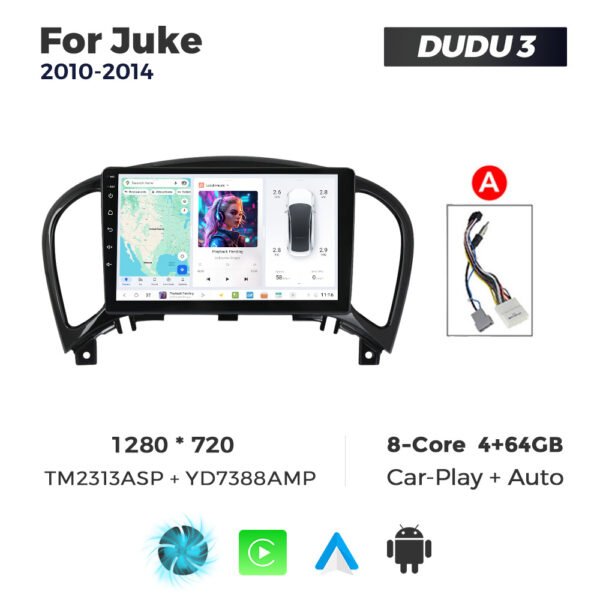 Navigatie Dedicata Nissan Juke 2010-2014 DUDU3 9" 4GB RAM, 64GB ROM, Octacore, Ecran HD, CarPlay&AndroidAuto, Android