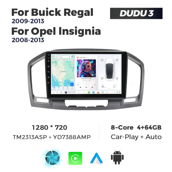 Navigatie Dedicata Opel Insignia 2008-2013 DUDU3 9" 4GB RAM, 64GB ROM, Octacore, Ecran HD, CarPlay&AndroidAuto, Android