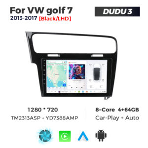 Navigatie Dedicata Volkswagen Golf 7 Negru 2013-2017 DUDU3 9" 4GB RAM, 64GB ROM, Octacore, Ecran HD, CarPlay&AndroidAuto, Android - imagine 1
