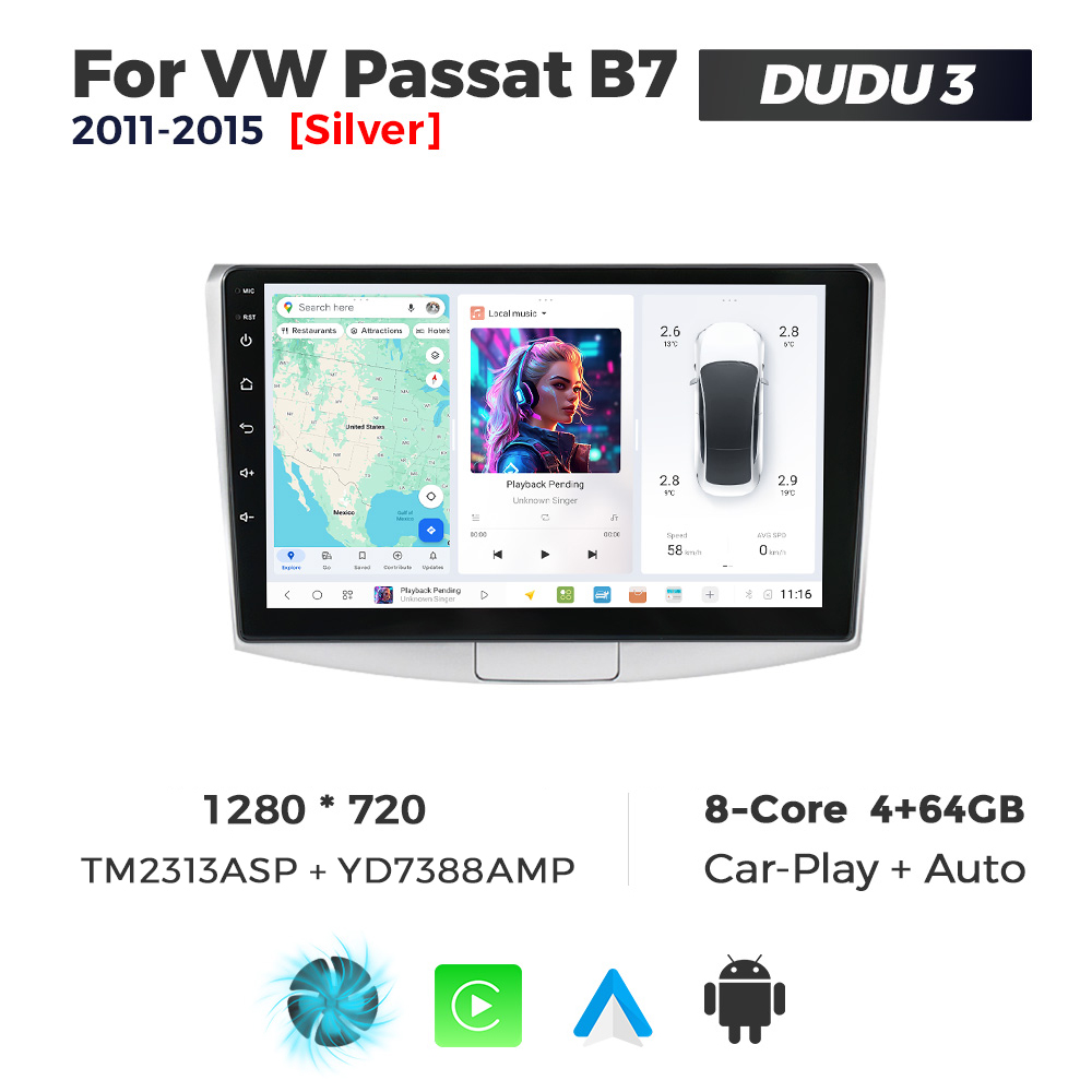 Navigatie Dedicata Volkswagen Passat B6/B7 Gri 2005-2015 DUDU3 10" 4GB RAM, 64GB ROM, Octacore, Ecran HD, CarPlay&AndroidAuto, Android - imagine 1