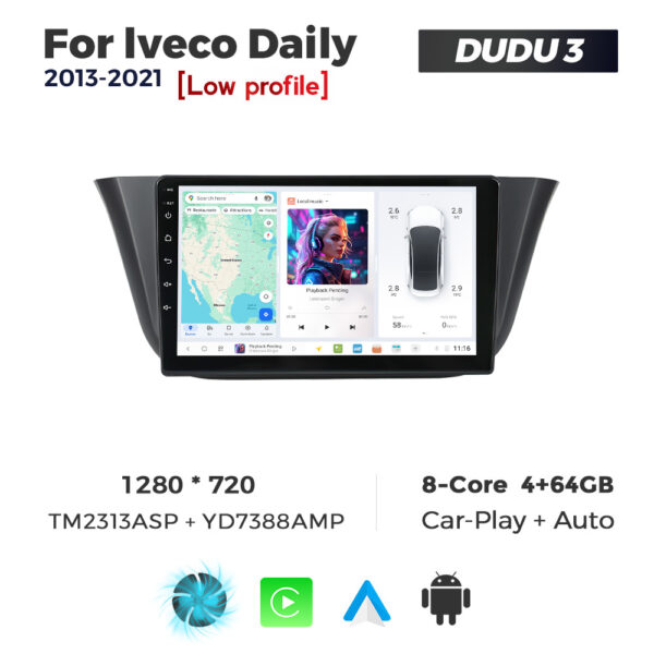 Navigatie Dedicata Iveco Daily 2013-2021 DUDU3 9" 4GB RAM, 64GB ROM, Octacore, Ecran HD, CarPlay&AndroidAuto, Android