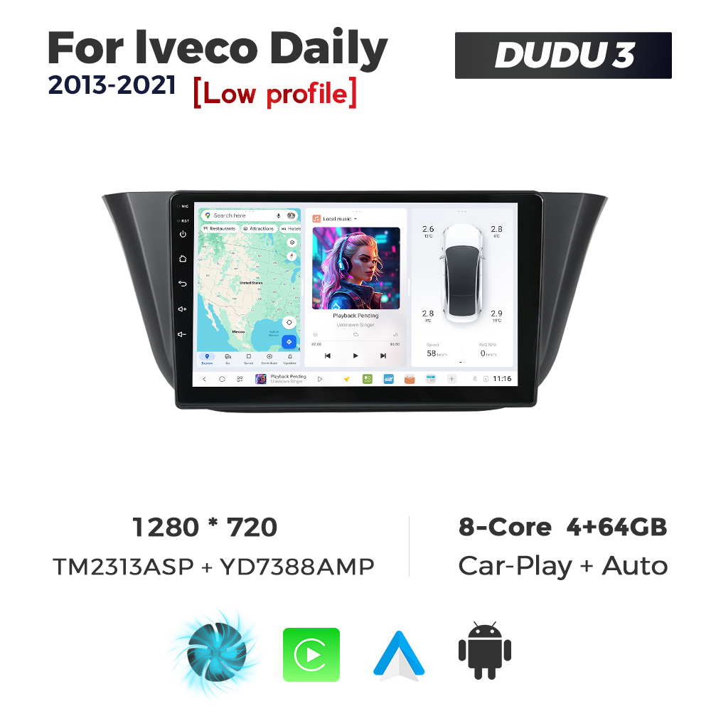 Navigatie Dedicata Iveco Daily 2013-2021 DUDU3 9" 4GB RAM, 64GB ROM, Octacore, Ecran HD, CarPlay&AndroidAuto, Android - imagine 1