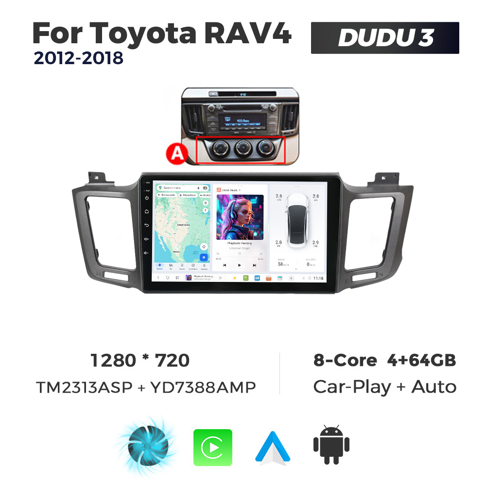 Navigatie Dedicata Toyota RAV4 2012-2018 DUDU3 9" 4GB RAM, 64GB ROM, Octacore, Ecran HD, CarPlay&AndroidAuto, Android - imagine 1