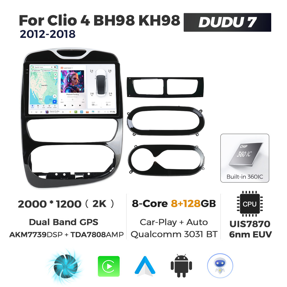 Navigatie Dedicata Renault Clio 4 2012-2018 DUDU7 9" 8GB RAM, 128GB ROM, Octacore, Ecran 2K, CarPlay&AndroidAuto, Android - imagine 1