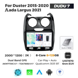 Navigatie Dedicata Renault Duster 2015-2020 DUDU7 9" 8GB RAM, 128GB ROM, Octacore, Ecran 2K, CarPlay&AndroidAuto, Android - imagine 1