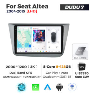 Navigatie Dedicata Seat Altea 2004-2015 DUDU7 9" 8GB RAM, 128GB ROM, Octacore, Ecran 2K, CarPlay&AndroidAuto, Android - imagine 1