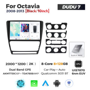 Navigatie Dedicata Skoda Octavia 2004-2013 Negru DUDU7 9" 8GB RAM, 128GB ROM, Octacore, Ecran 2K, CarPlay&AndroidAuto, Android - imagine 1