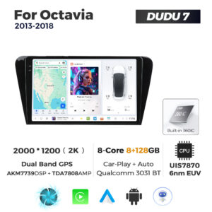 Navigatie Dedicata Skoda Octavia 2013-2018 DUDU7 9" 8GB RAM, 128GB ROM, Octacore, Ecran 2K, CarPlay&AndroidAuto, Android - imagine 1