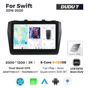 Navigatie Dedicata Suzuki Swift 2016-2020 DUDU7 9" 8GB RAM, 128GB ROM, Octacore, Ecran 2K, CarPlay&AndroidAuto, Android - imagine 1