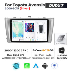 Navigatie Dedicata Toyota Avensis 2008-2015 DUDU7 9" 8GB RAM, 128GB ROM, Octacore, Ecran 2K, CarPlay&AndroidAuto, Android - imagine 1