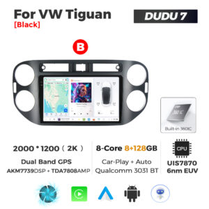 Navigatie Dedicata Volkswagen Tiguan 2007-2016 DUDU7 9" 8GB RAM, 128GB ROM, Octacore, Ecran 2K, CarPlay&AndroidAuto, Android - imagine 1