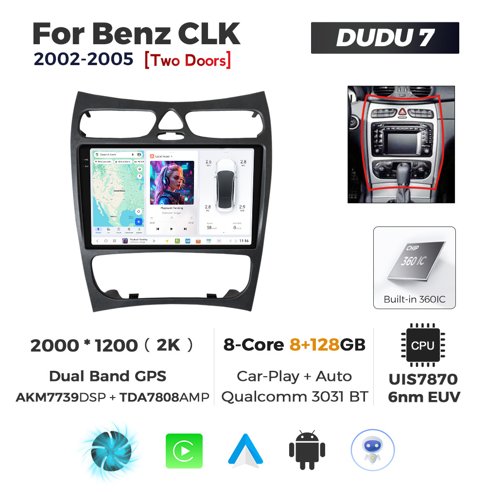 Navigatie Dedicata Benz CLK 2002-2005 DUDU7 9" 8GB RAM, 128GB ROM, Octacore, Ecran 2K, CarPlay&AndroidAuto, Android - imagine 1