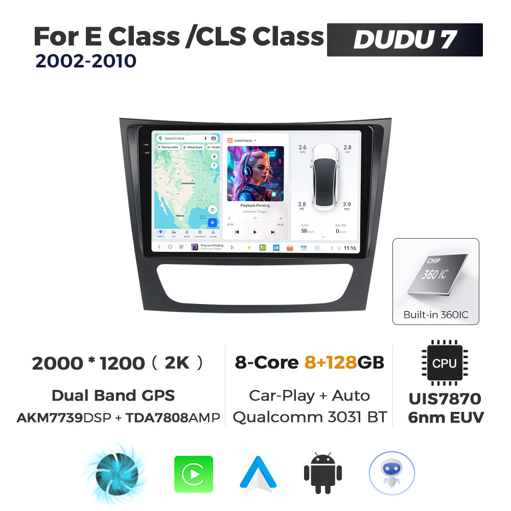 Navigatie Dedicata Benz CLS-Class 2002-2010 DUDU7 9" 8GB RAM, 128GB ROM, Octacore, Ecran 2K, CarPlay&AndroidAuto, Android - imagine 1