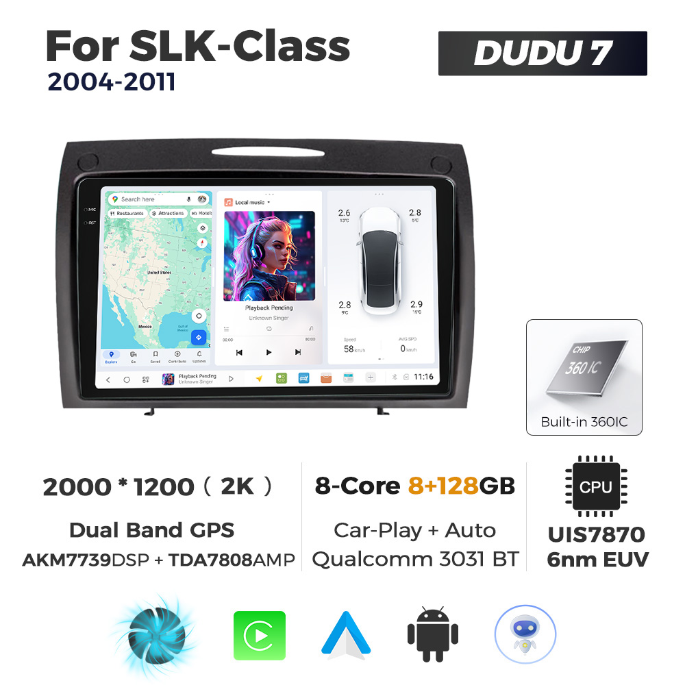 Navigatie Dedicata Benz SLK-Class 2004-2011 DUDU7 9" 8GB RAM, 128GB ROM, Octacore, Ecran 2K, CarPlay&AndroidAuto, Android - imagine 1