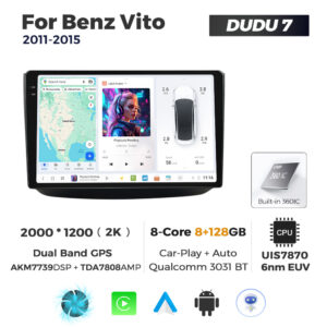 Navigatie Dedicata Benz Vito 2011-2015 DUDU7 9" 8GB RAM, 128GB ROM, Octacore, Ecran 2K, CarPlay&AndroidAuto, Android - imagine 1