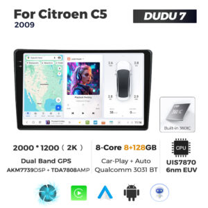 Navigatie Dedicata Citroen C5 DUDU7 9" 8GB RAM, 128GB ROM, Octacore, Ecran 2K, CarPlay&AndroidAuto, Android - imagine 1