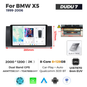 Navigatie Dedicata BMW E39 1999-2006 DUDU7 9" 8GB RAM, 128GB ROM, Octacore, Ecran 2K, CarPlay&AndroidAuto, Android - imagine 1