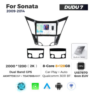 Navigatie Dedicata Hyundai Sonata 2009-2014 DUDU7 9" 8GB RAM, 128GB ROM, Octacore, Ecran 2K, CarPlay&AndroidAuto, Android - imagine 1