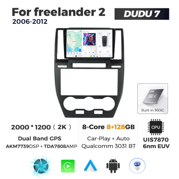 Navigatie Dedicata Land Rover Freelander 2 2006-2012 DUDU7 9" 8GB RAM, 128GB ROM, Octacore, Ecran 2K, CarPlay&AndroidAuto, Android