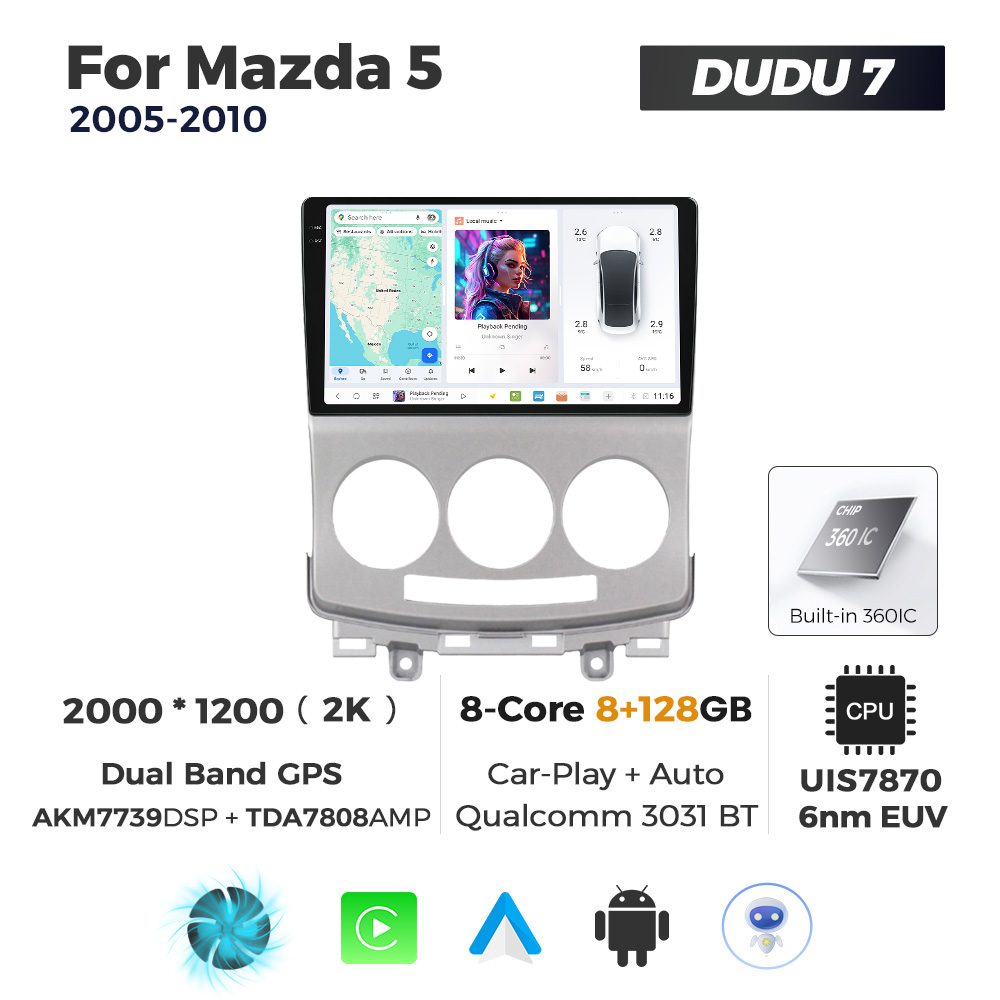 Navigatie Dedicata Mazda 5 2005-2010 DUDU7 9" 8GB RAM, 128GB ROM, Octacore, Ecran 2K, CarPlay&AndroidAuto, Android - imagine 1