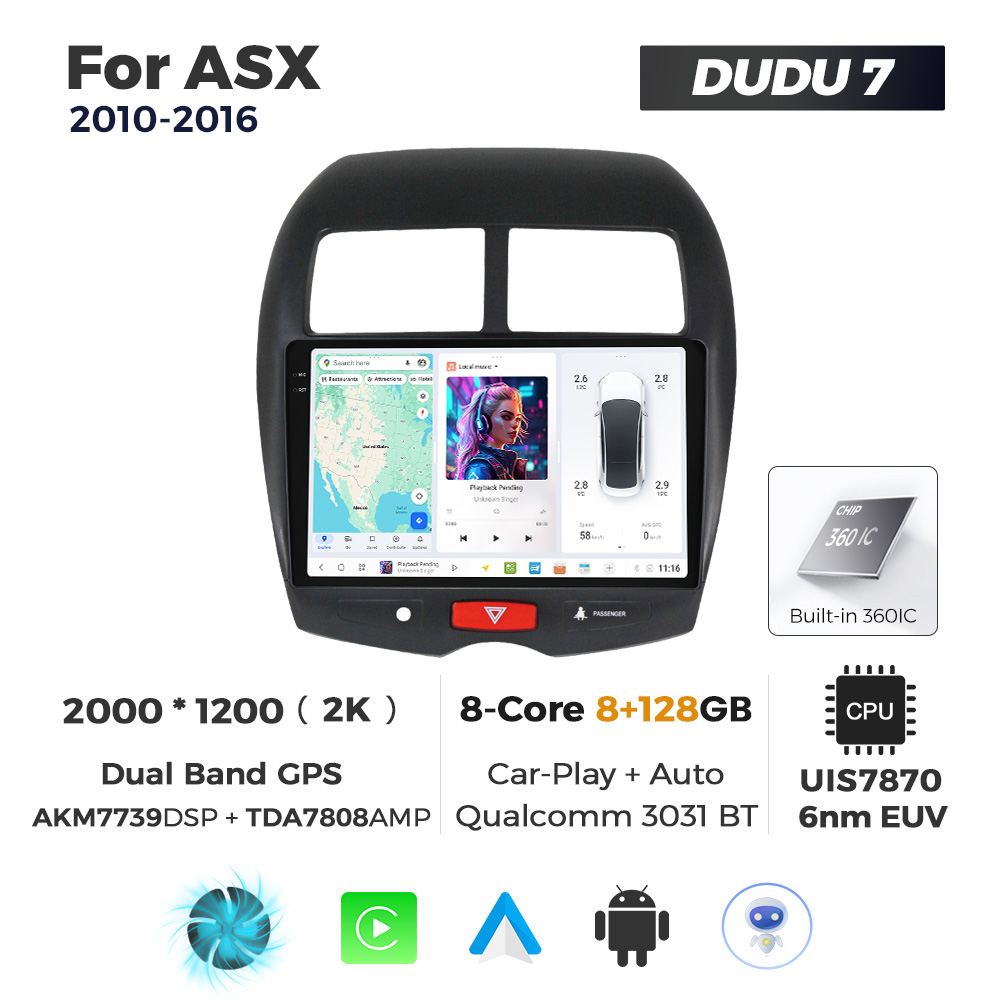 Navigatie Dedicata Mitsubishi ASX 2010-2016 DUDU7 9" 8GB RAM, 128GB ROM, Octacore, Ecran 2K, CarPlay&AndroidAuto, Android - imagine 1