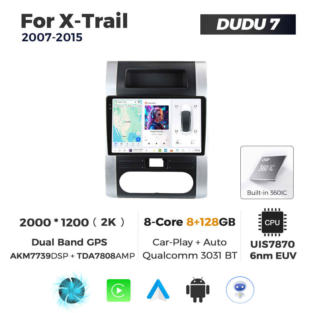 Navigatie Dedicata Nissan X-Trail 2007-2015 DUDU7 9" 8GB RAM, 128GB ROM, Octacore, Ecran 2K, CarPlay&AndroidAuto, Android - imagine 1