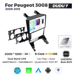 Navigatie Dedicata Peugeot 3008 2009-2015 DUDU7 9" 8GB RAM, 128GB ROM, Octacore, Ecran 2K, CarPlay&AndroidAuto, Android - imagine 1