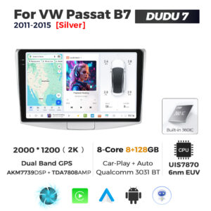 Navigatie Dedicata Volkswagen Passat B6/B7 Gri 2005-2015 DUDU7 10" 8GB RAM, 128GB ROM, Octacore, Ecran 2K, CarPlay&AndroidAuto, Android - imagine 1