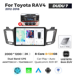 Navigatie Dedicata Toyota RAV4 2012-2018 DUDU7 9" 8GB RAM, 128GB ROM, Octacore, Ecran 2K, CarPlay&AndroidAuto, Android - imagine 1