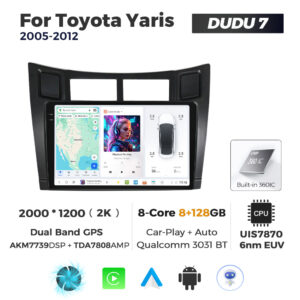 Navigatie Dedicata Toyota Yaris 2005-2012 DUDU7 9" 8GB RAM, 128GB ROM, Octacore, Ecran 2K, CarPlay&AndroidAuto, Android - imagine 1