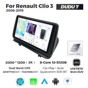 Navigatie Dedicata Renault Clio 3 2006-2019 DUDU7 9" 12GB RAM, 512GB ROM, Octacore, Ecran 2K, CarPlay&AndroidAuto, Android - imagine 1