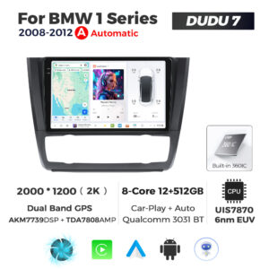 Navigatie Dedicata BMW Seria 1 2008-2012 DUDU7 9" 12GB RAM, 512GB ROM, Octacore, Ecran 2K, CarPlay&AndroidAuto, Android, Clima - imagine 1